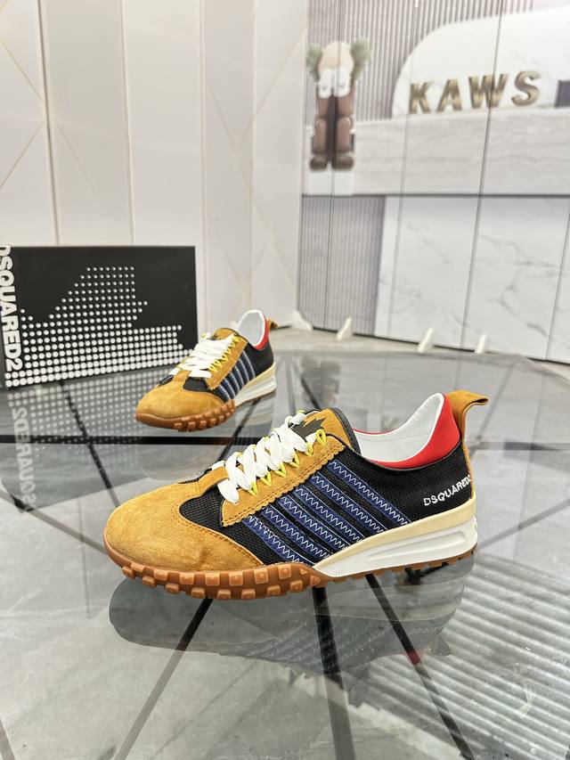 售 价: P 商品商标：Dsquard D2次方* 低帮休闲鞋 正码码数: 38-45 可订做46. 商品材料：鞋面进口牛皮拼接磨砂皮，羊皮内里，原版大底。 编