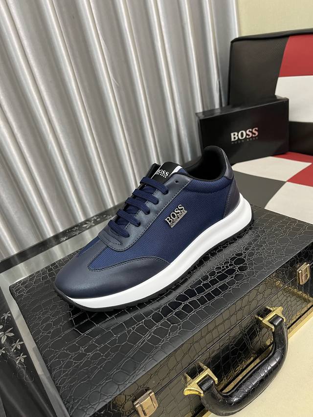 调工厂P价 男装男鞋 运动原单 Boos 男鞋休闲鞋原单品质鞋面采用进口小牛皮，超透气舒适内里做工精细，高端大气。有时尚典范造型。发泡透明耐磨大底，穿着舒适，值