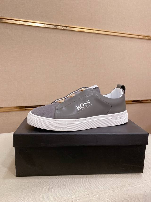 调工厂P价 男装男鞋 运动原单 Boss 最新休闲男鞋，欢迎1:1对比，爆单款Boss香港专柜休闲鞋，专柜品质，支持验货，优质做工，鞋面采用意大利进口胎牛皮 内
