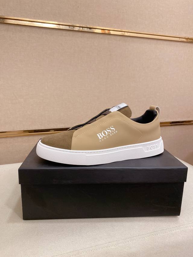 调工厂P价 男装男鞋 运动原单 Boss 最新休闲男鞋，欢迎1:1对比，爆单款Boss香港专柜休闲鞋，专柜品质，支持验货，优质做工，鞋面采用意大利进口胎牛皮 内