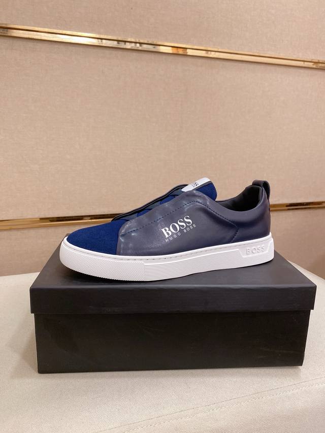 调工厂P价 男装男鞋 运动原单 Boss 最新休闲男鞋，欢迎1:1对比，爆单款Boss香港专柜休闲鞋，专柜品质，支持验货，优质做工，鞋面采用意大利进口胎牛皮 内