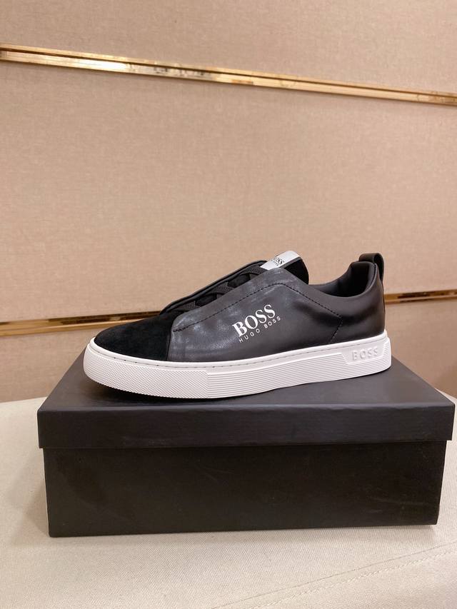 调工厂P价 男装男鞋 运动原单 Boss 最新休闲男鞋，欢迎1:1对比，爆单款Boss香港专柜休闲鞋，专柜品质，支持验货，优质做工，鞋面采用意大利进口胎牛皮 内