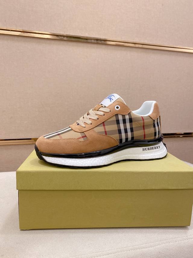 调工厂P价 男装男鞋 运动原单 同步Burberry 巴宝莉 顶级代购同步发售。意大利进口头层牛皮配布料。全进口网布内里，鞋底：原厂特供原版底，独家活动成型底超