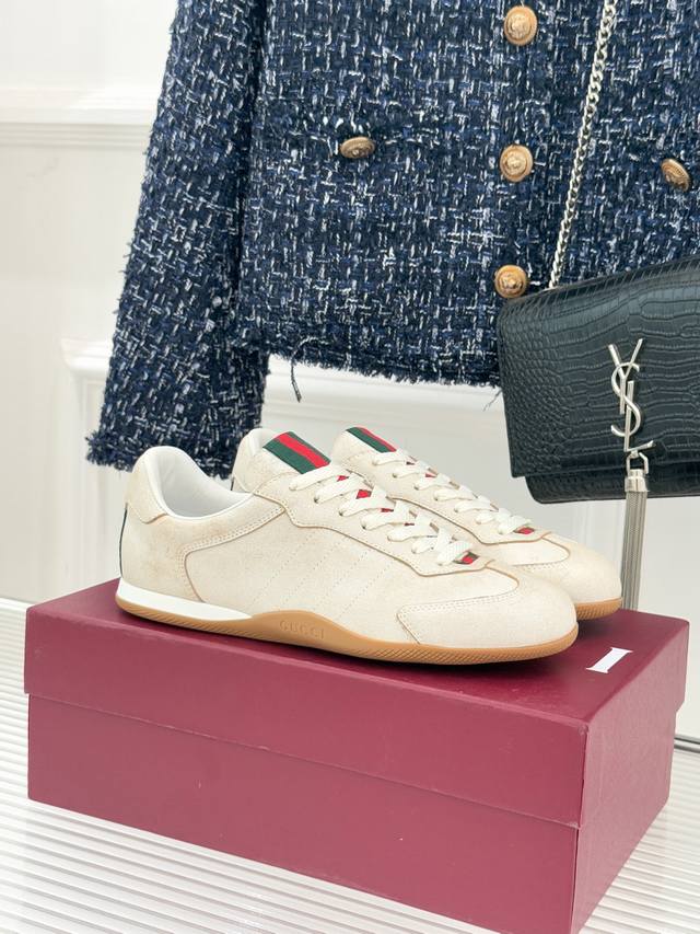 工厂P价 女装女鞋 运动原单 Gucci 古驰25Wf新品彩虹织带休闲德训鞋 当70年代运动基因遇上大胆色彩表达 这款休闲德训鞋以革新姿态重塑经典 让每一步都踏