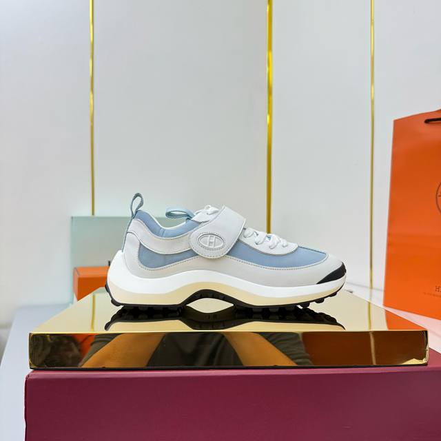 女码 ，男码430 情侣款 Hermes 爱马仕 25Ss新款Loop Sneaker情侣款皮革休闲运动鞋原版购入代购级别材质与工艺采用原版进口小牛皮 麂皮 降