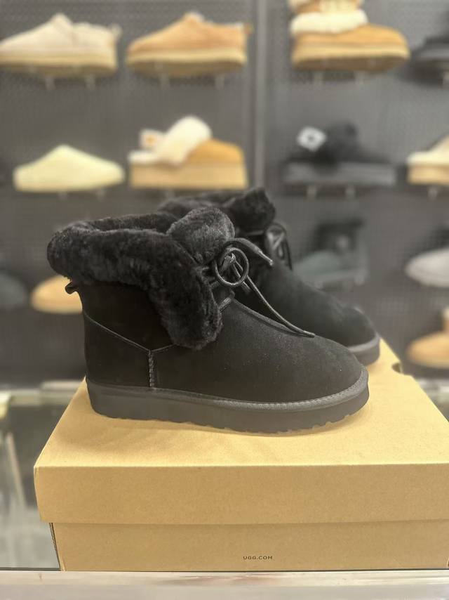 Ugg秋季新款女士舒适休闲经典迷你短筒雪地靴懒人鞋1174576 面用牛二层内里羊毛。原版发泡大底。 黑色，栗色 码数：35-41 厂价P：
