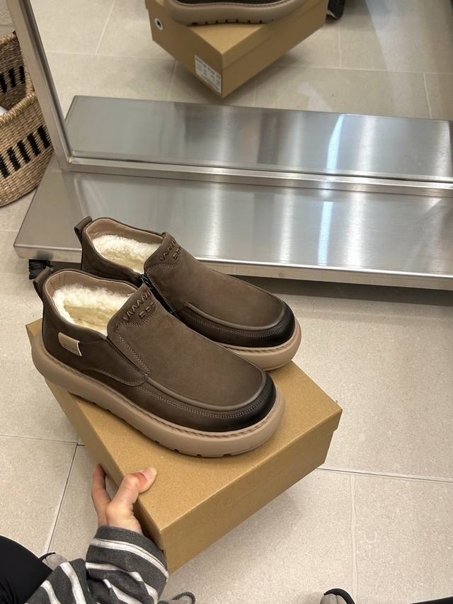 Seveugg升级版拉链一脚蹬男鞋222524 侧拉链款方便超穿脱 头层牛皮内里羊皮毛一体 柔软透气 轻便防滑 适合百搭任何场合 上脚一点不臃肿 肥脚也能搞.