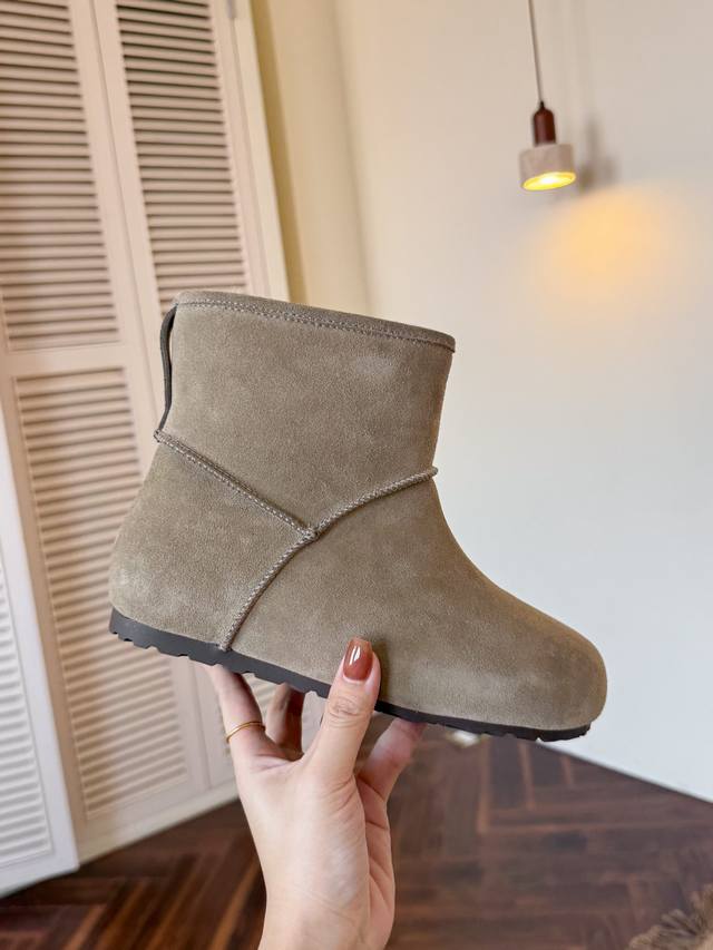 一直走在时尚前沿的勃肯鞋，简约大气的独有的鞋头风格，一直活跃在时尚界，这款面料采用进口牛反绒，澳洲进口羊毛里和垫脚，舒适的3公分水台，让你的体验感美的飞起！码数