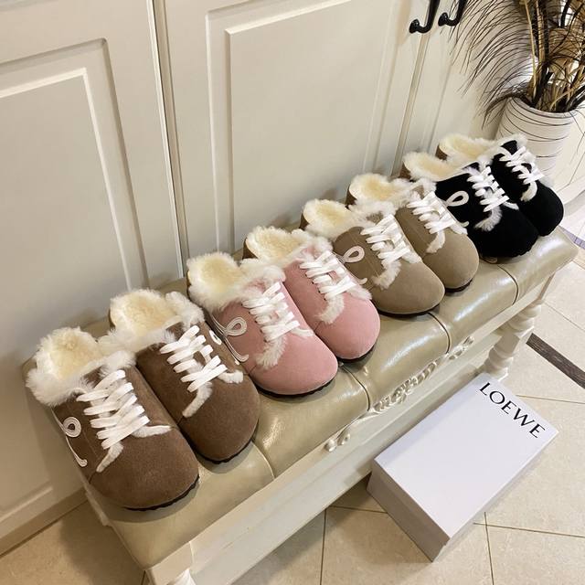 出厂价P ，罗意威Loewe&勃肯Birkenstock联名款情侣拖，反绒面，羊毛里，35-45码