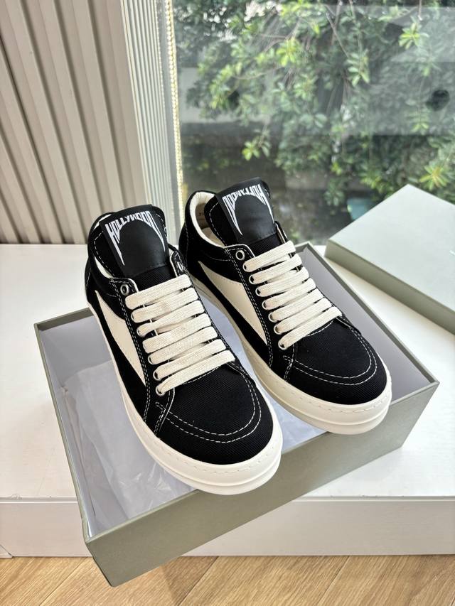 G0135代购级别Rick Owens 瑞克 欧文斯2025秋冬情侣系列Edfu全粒面小牛皮复古运动鞋休闲鞋 面料：原版材质 内里：羊皮 尺码：36-40 38