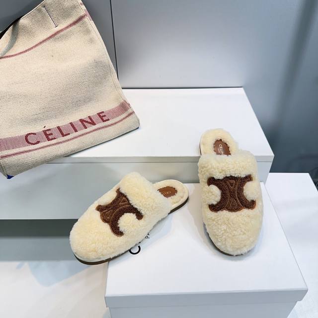 高品质出厂 ！顶级品质 Celine 塞琳 2025Ss秋冬新款羊羔毛勃肯包头拖毛毛拖鞋，上脚非常舒适保暖 这一季的赛琳又让我重新爱了它一次！这季节美鞋太多这款