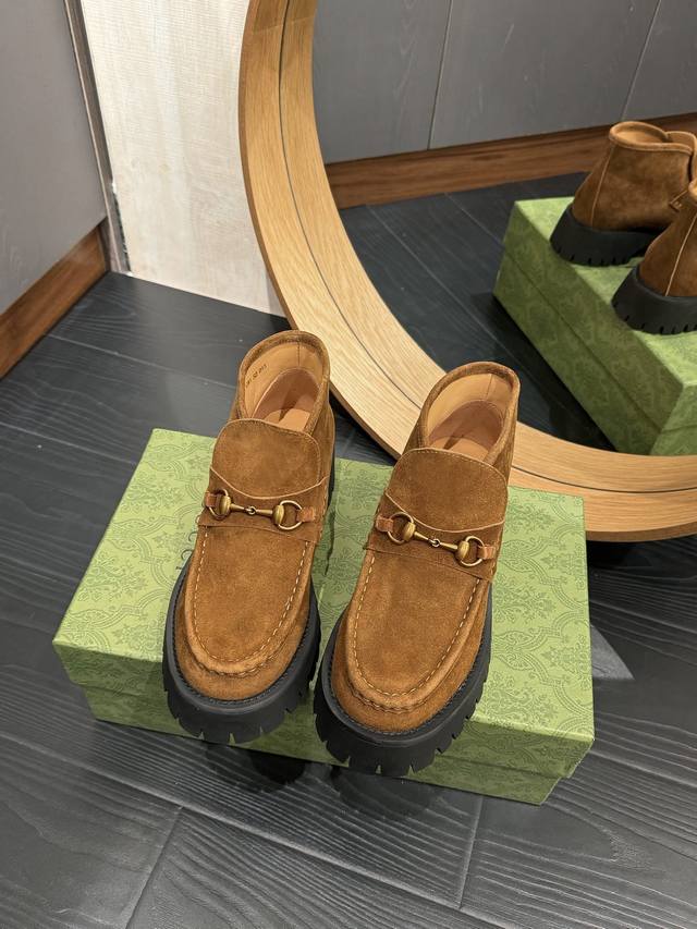 Gucc*经典款马衔扣短靴！经典百搭，辨别度高！原版套楦，顶级品质！ 男款+20 鞋面：顶级进口开边珠牛皮及顶级高丝光牛猄 内里：牛皮里 大底：原版开模定制防滑