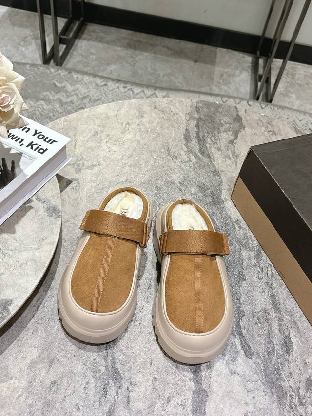 Ugg新款博肯羊毛厚底小网红拖 单鞋，小胖丁嘟嘟拖 单鞋 鞋面反绒皮 Ip发泡大底 原版纯羊毛内里，百搭时尚！ Size：35-39 40定做