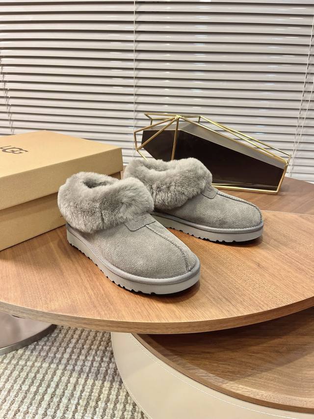 经典塔茨特薄底雪地靴 来自外星球Ugg2Cm薄底塔茨特 Ugg 保暖神器 星拖懒人鞋浅口便鞋一脚蹬穿脱方便 一脚蹬休闲毛毛鞋短筒短靴 颜色：栗色 黑色 灰色 尺