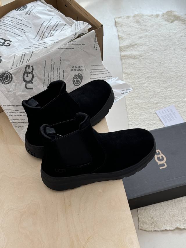 高版本男款Ugg . 1152050 伯利切尔西靴 简洁复古的款式 休闲百搭 私模大底 舒适且防滑效果好 高丝光反绒材质 有颜又有料 不冻脚过冬 必须要安排上！