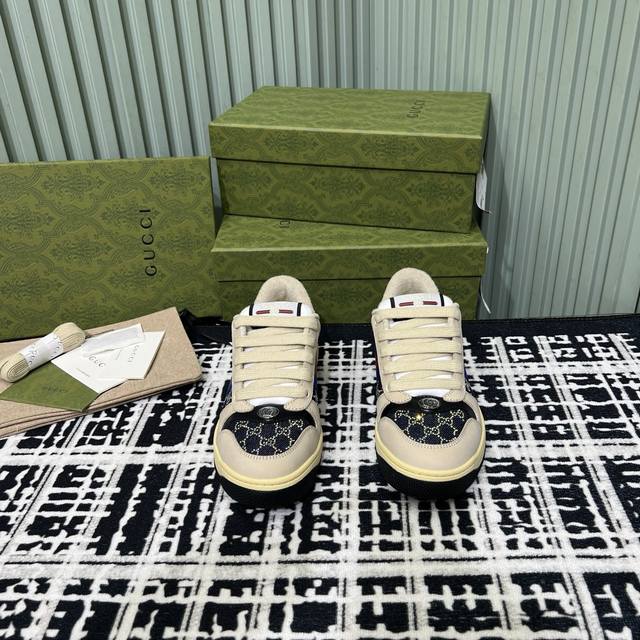 钻面女 男+10 工厂P价P不减10 Gucc*小脏鞋顶级版全网颜色最齐全！档口里有原版欢迎随便来对比 面料1:A级头层磨砂皮 带毛孔 面料2:对版电脑刺绣双G