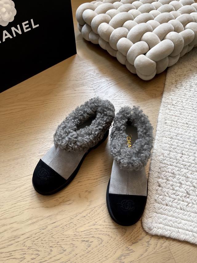 Chanel 25K秋冬新款毛绒短靴 顶级版本！抢先发售 面料羊皮 内里羊皮 原版开模大底 码数：34-41 34 40 41定制不退不换