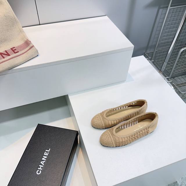 高品质出厂 ！顶级品质原单渠道！欢迎对比！Chanel香奈儿小香C家 2025春夏新品人气王编织芭蕾舞平底单鞋！ 一双闭眼入的拉菲草手工编织芭蕾舞鞋 上市就断货