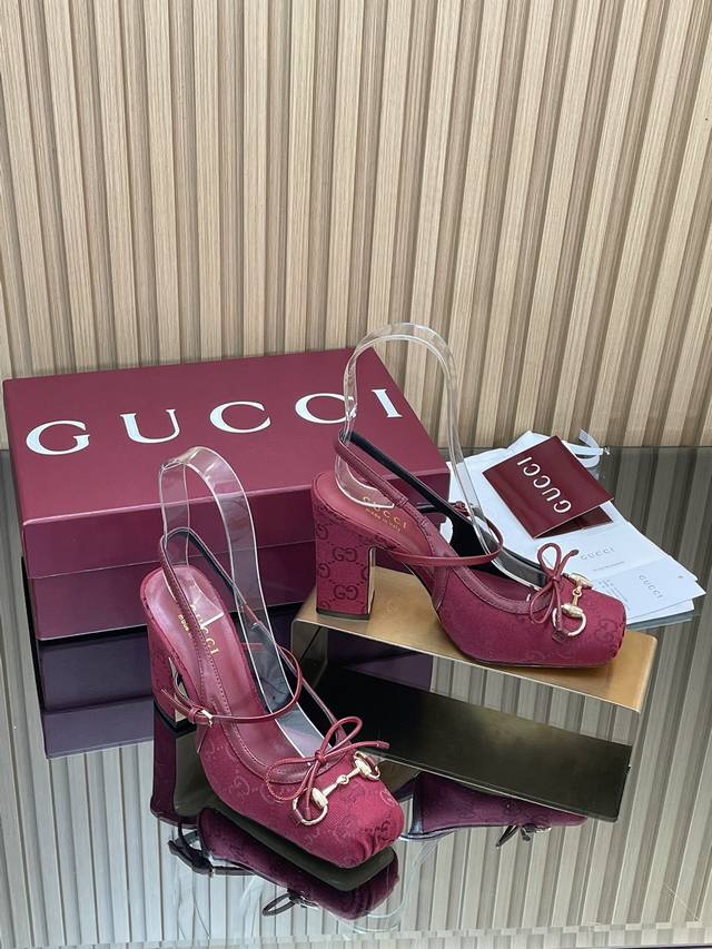 Gucc高端精品 2025海外早秋Gucci Horsebit系列新品高跟方形方头新式芭蕾鞋 马衔扣新款小方头穆勒鞋经典精致优雅蝴蝶结浅口鞋高质感后系带后空鞋