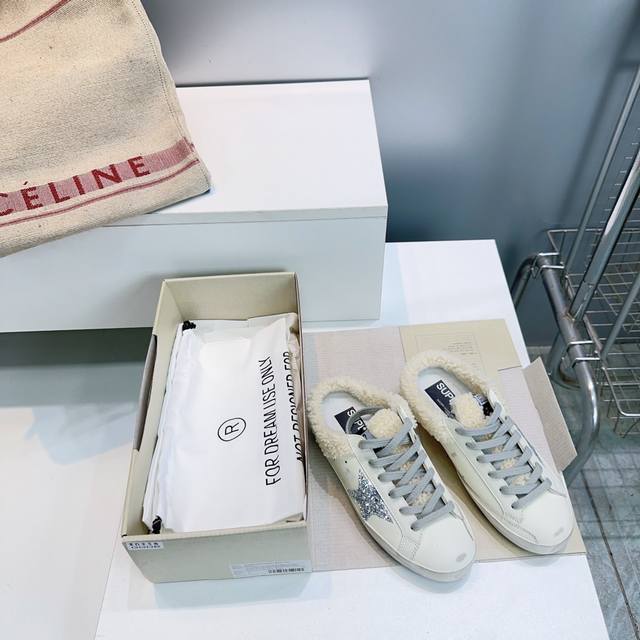 高品质出厂 ！顶级品质Ggdb小脏鞋羊毛里星星羊羔毛毛毛鞋半拖小白鞋！打破传统审美，小脏鞋做到了！明星私服上脚示范 就是这么百搭 ！ 鞋面原版定制小牛皮 内里进