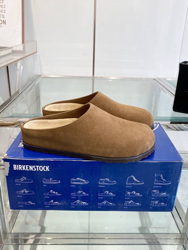 勃肯 羊毛包头半拖 原版開發 顶级进口高丝光牛反绒 软木乳胶鞋床 上脚超舒适百搭时尚 爱美的美眉们值得拥有 尺码35-45 [情侣款]