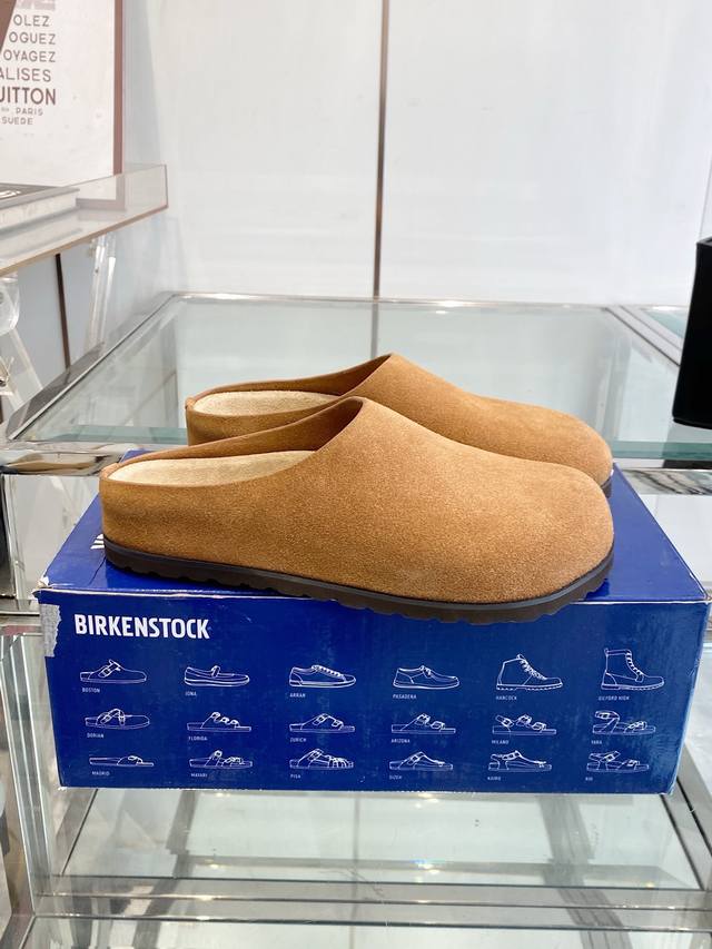 勃肯 羊毛包头半拖 原版開發 顶级进口高丝光牛反绒 软木乳胶鞋床 上脚超舒适百搭时尚 爱美的美眉们值得拥有 尺码35-45 [情侣款]