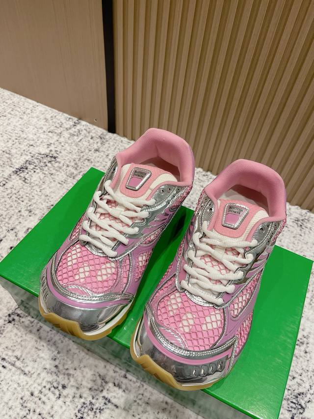 顶级版本：女 Bottega Veneta 葆蝶家 2025Ss新款 Bv Orbit系列情侣款复古网面休闲运动鞋跑步老爹鞋 顶级版本原版购入开发做货 Bv以9