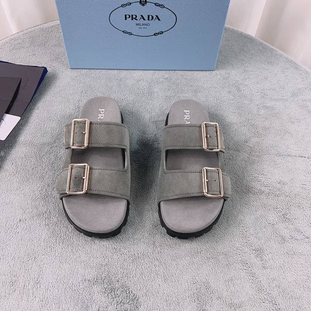 普拉达最新款 面：进口牛皮、牛反绒 里：进口水染环保羊皮 底：2厘米橡胶凹凸花纹鞋底 Size：35-41