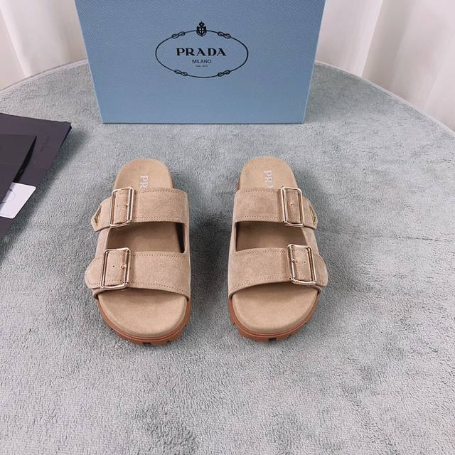 普拉达最新款 面：进口牛皮、牛反绒 里：进口水染环保羊皮 底：2厘米橡胶凹凸花纹鞋底 Size：35-41