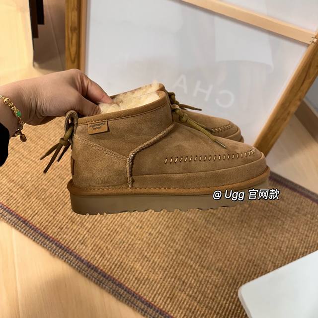 塔斯曼.冬季专柜同款时尚舒适纯色平底圆头浅口塔斯曼休闲便鞋1152747 名：Ultra Mini Crafte Dregenerate 超短靴 手作环保 款