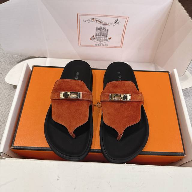 出厂价P Hermes 爱马仕 经典二舅夹趾拖 Empire 凉鞋系列 时尚又百搭 超级舒服 每个细节都做到极致 原版Swift小牛皮 麂皮 原版1:1独家私模