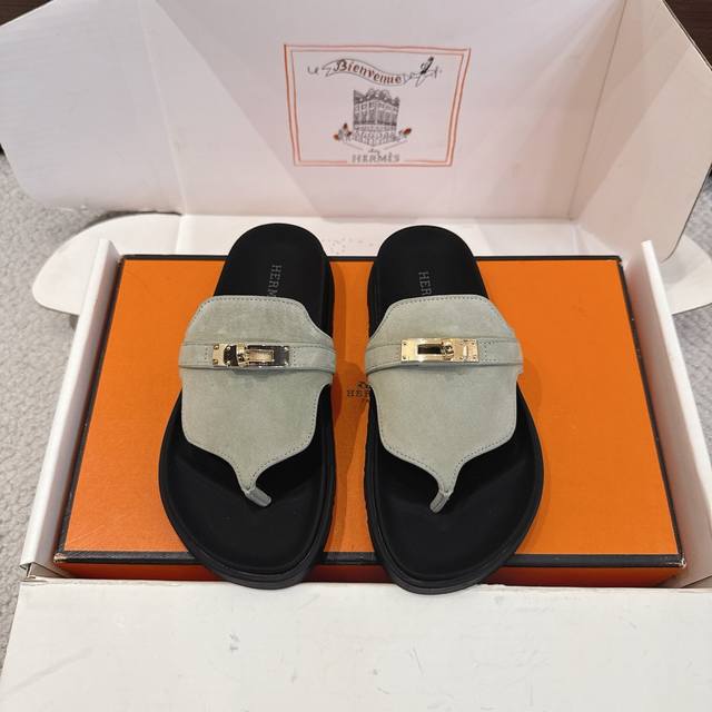 出厂价P Hermes 爱马仕 经典二舅夹趾拖 Empire 凉鞋系列 时尚又百搭 超级舒服 每个细节都做到极致 原版Swift小牛皮 麂皮 原版1:1独家私模
