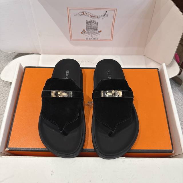 出厂价P Hermes 爱马仕 经典二舅夹趾拖 Empire 凉鞋系列 时尚又百搭 超级舒服 每个细节都做到极致 原版Swift小牛皮 麂皮 原版1:1独家私模