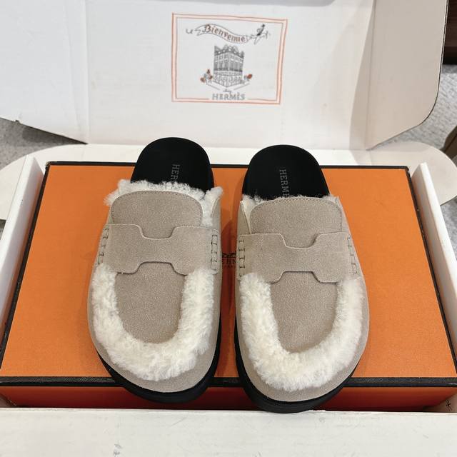 出厂价P Hermes 爱马仕 经典Go 穆勒鞋半拖系列 时尚又百搭 超级舒服 每个细节都做到极致 原版水晶羊皮 牛反绒 原版1:1独家私模他Tpr水台 原版私