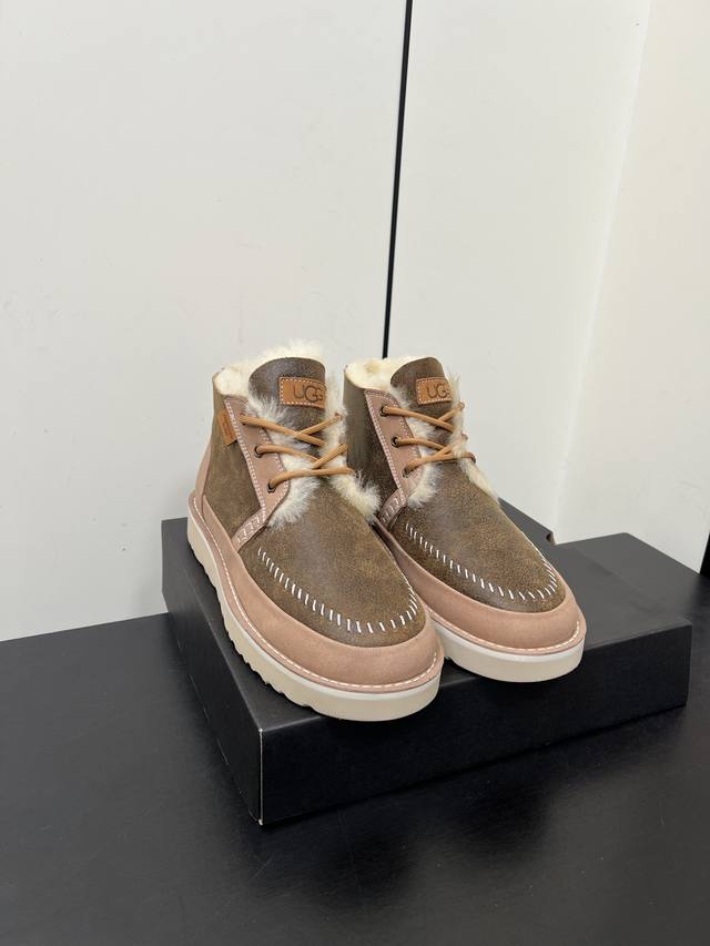 Ugg2025冬季男士纽姆手作环保款 男士雪地靴｜男款 男士系带短靴 以羊皮毛一体的奢宠质感 +Eva防滑大底 这个冬天，让它承包你所有不冻脚的舒适出行，必须把