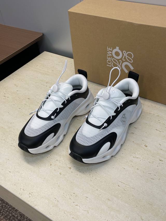 工厂P价P 罗意威 Loewe X On 昂跑 Cloudsolo 都市节拍联名合作2025秋冬情侣新系带果冻色厚底德训鞋 明星同款字母Logo拼色阿甘休闲运动