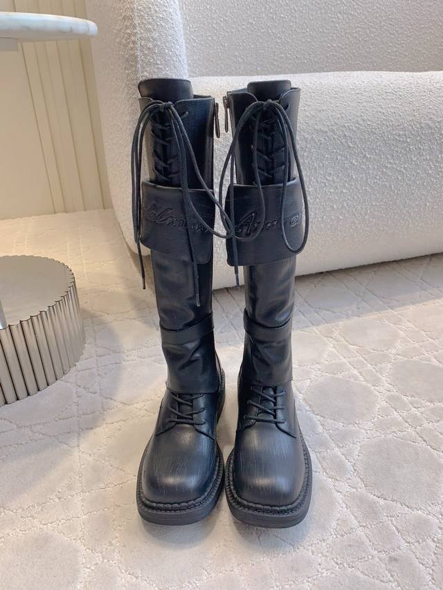 短靴 长靴 Ann Andelma* 新款厚底骑士长靴 上脚超显腿长 硬挺帅气 效果惊艳！简约百搭单品！ 鞋面原版小牛皮 内里垫脚羊皮 原版开模大底 尺码35-