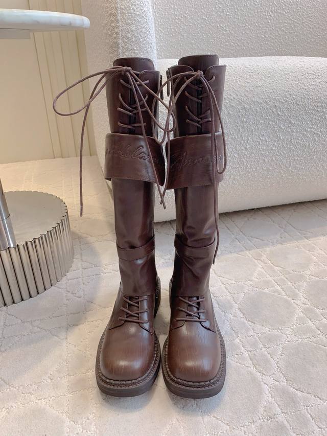 短靴 长靴 Ann Andelma* 新款厚底骑士长靴 上脚超显腿长 硬挺帅气 效果惊艳！简约百搭单品！ 鞋面原版小牛皮 内里垫脚羊皮 原版开模大底 尺码35-