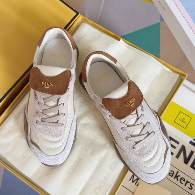 顶级版本：女款440男款 Fendi芬迪 Wave Pulse系列 喷墨 翻盖 马毛 情侣款 休闲 运动鞋 阿甘鞋 Fendi Wave Pulse系带低帮运动