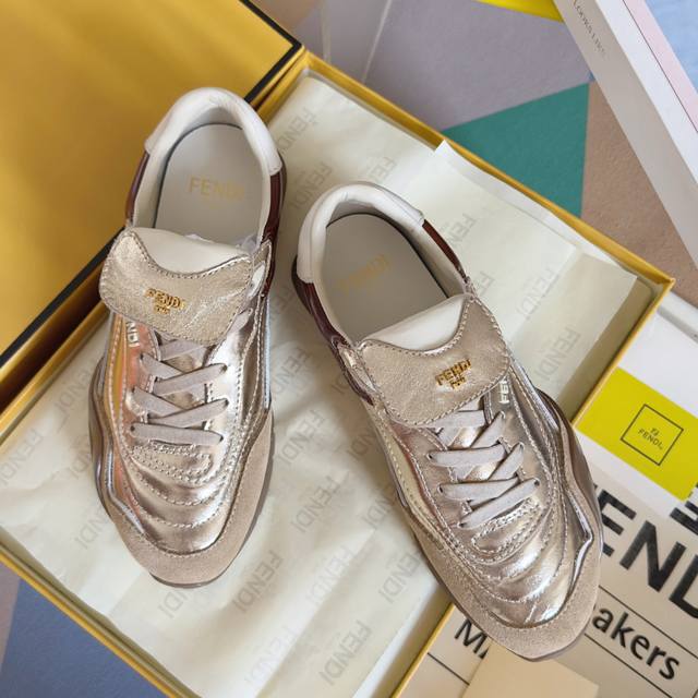 顶级版本：女款440男款 Fendi芬迪 Wave Pulse系列 喷墨 翻盖 马毛 情侣款 休闲 运动鞋 阿甘鞋 Fendi Wave Pulse系带低帮运动