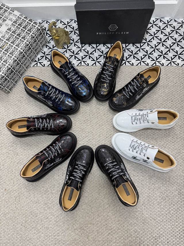 philipp plein-菲利普普来因 philipp plein 菲利普普来因 男鞋高端品牌 官网1:1。鞋面采用意大利进口头层小牛皮牛皮内里，原版五金扣，