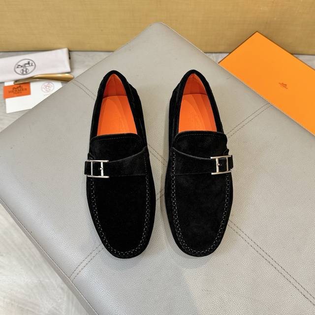 He*Mes 男士豆豆鞋 2025官网同步 市场顶级版本 就口磨砂皮橙色牛里 原版包装 。尺码 38-45