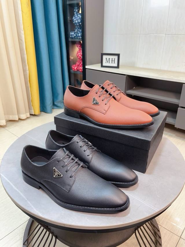 出厂价p prada 普拉达皮鞋 顶级代购 意大利进口原版定制开边珠牛皮面、全进口水染透气牛皮里垫、原厂特供原版成型底超级舒适，码数：38-44