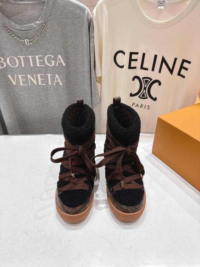 高版本出厂 Louis Vuitton Ss25 Lv驴牌秋冬新款厚底雪地靴保暖短靴 Lv冬季滑雪系列Monogram雪地靴，辦识度超高！超多明星网红种草 真羊
