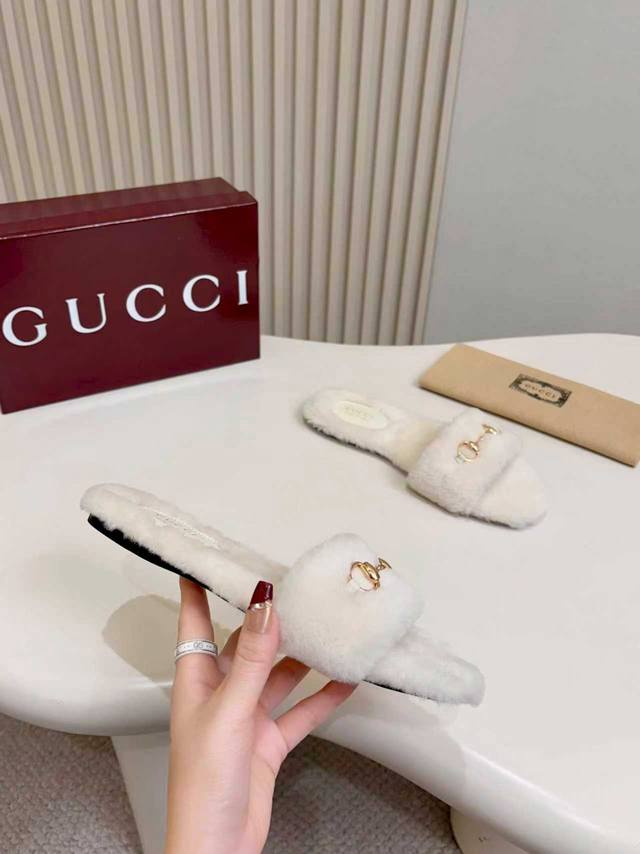 工厂p价 女装女鞋 运动原单古驰新款毛拖，码数35-44