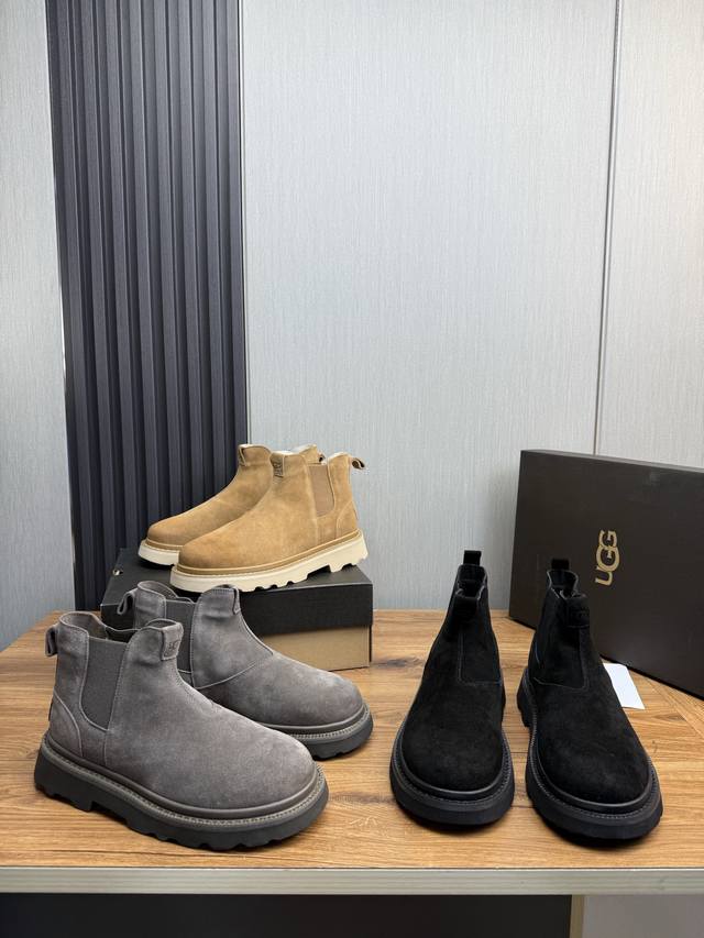 调工厂p价 男装男鞋 运动原单 新款Ugg 皮毛一体男款简约时尚雪地靴 今年年底最值得入手的那是保暖休闲鞋子，无论外出居家其舒适保暖性能都是你最贴合的时尚伴侣！