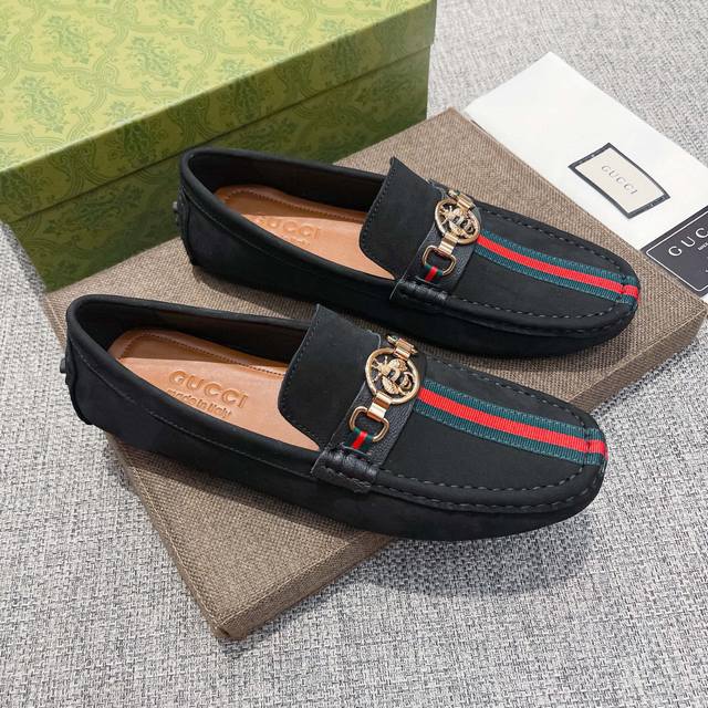 调工厂p价 男装男鞋 运动原单， Gucci 古奇官网原版新款高端商务休闲驾车豆豆鞋，意大利名模贵族们爆款，时尚界的佼佼者，无可超越，明星同款，鞋面采用进口原版