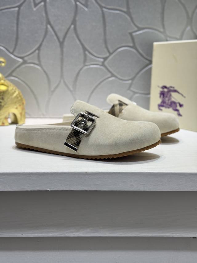 调工厂p价 男装男鞋 运动原单 Burberr＊ 巴宝莉 新款博肯鞋，怎么会有如此轻便秀气的拖鞋，真的是无论正面看还是侧面看都好看极简的鞋面搭配五金配件设计复古