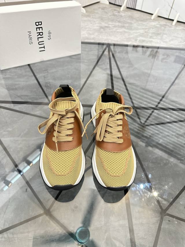 调工厂p价 男装男鞋 运动原单 商品商标：Berlut* 布鲁提* 低帮运动鞋 正码码数: 38-45 可订做46 商品材料：鞋面进口原版透气飞织拼接牛皮，透气