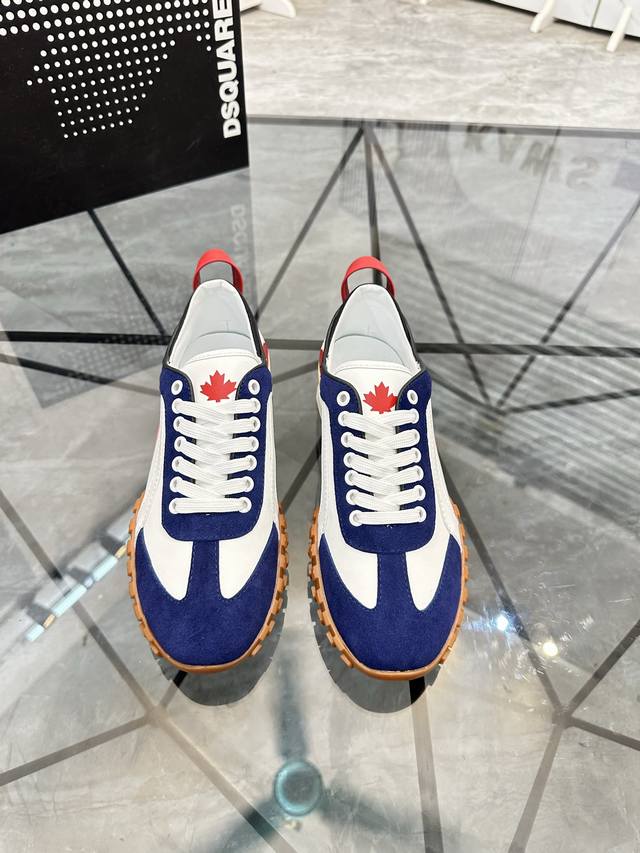 调工厂p价 男装男鞋 运动原单 商品商标：Dsquard D2次方* 低帮休闲鞋 正码码数: 38-45 可订做46. 商品材料：鞋面进口牛皮拼接磨砂皮，羊皮内